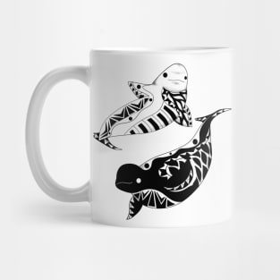 kawaii twins whales in beluga pattern ecopop Mug